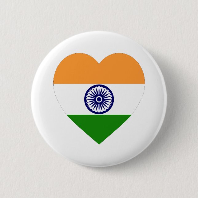 India Flag Heart 6 Cm Round Badge (Front)