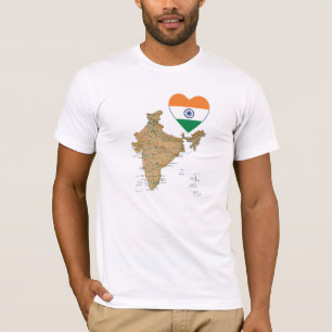 India Flag Heart and Map T-Shirt