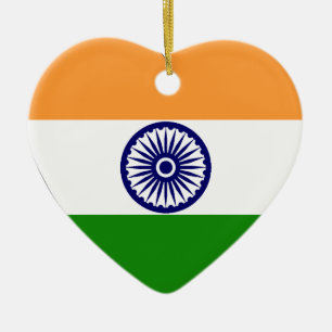 India Flag Heart Ceramic Tree Decoration