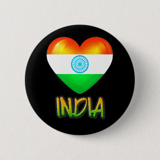 India Flag Heart Cutout 6 Cm Round Badge