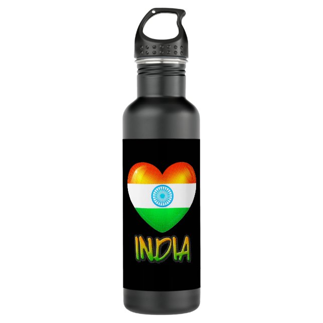 India Flag Heart Cutout 710 Ml Water Bottle (Front)
