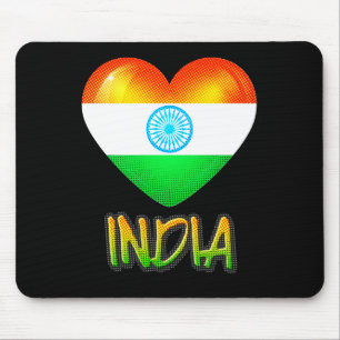 India Flag Heart Cutout Mouse Mat