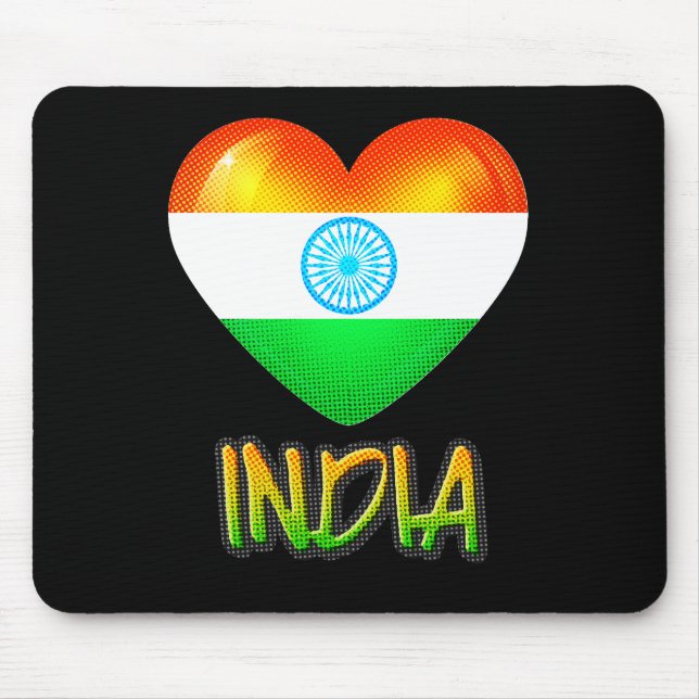 India Flag Heart Cutout Mouse Mat (Front)