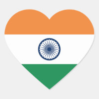 India Flag Heart Sticker