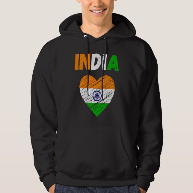 India Flag Holiday India Heart Indian Flag Hoodie (Front)