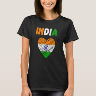 India Flag Holiday India Heart Indian Flag T-Shirt