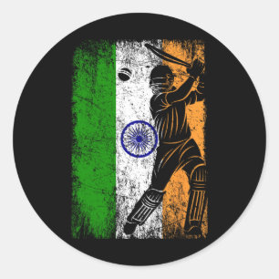 India Flag Indian Cricket Jersey Fan Player Coach Classic Round Sticker