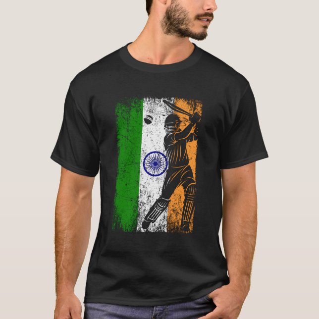 India Flag Indian Cricket Jersey Fan Player Coach T-Shirt (Front)