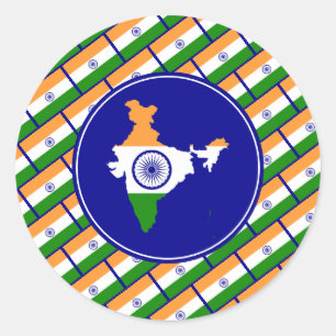 INDIA FLAG Indian Map Stylish Patriotic Classic Round Sticker
