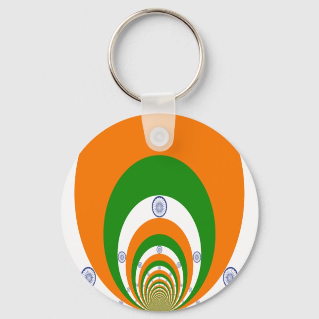 India Flag Kaleidoscope: Endless Unity & Patriotis Key Ring (Front)