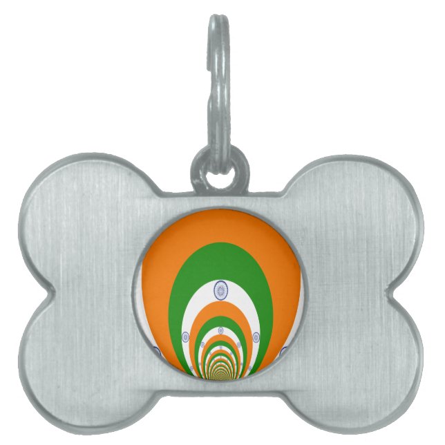 India Flag Kaleidoscope: Endless Unity & Patriotis Pet Tag (Front)