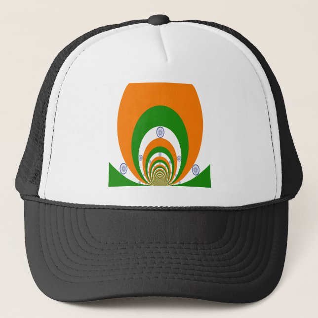 India Flag Kaleidoscope: Endless Unity & Patriotis Trucker Hat (Front)