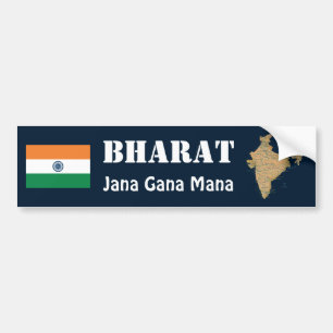India Flag + Map Bumper Sticker
