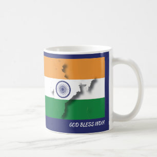 INDIA FLAG MAP Customised Scripture BLUE Coffee Mug