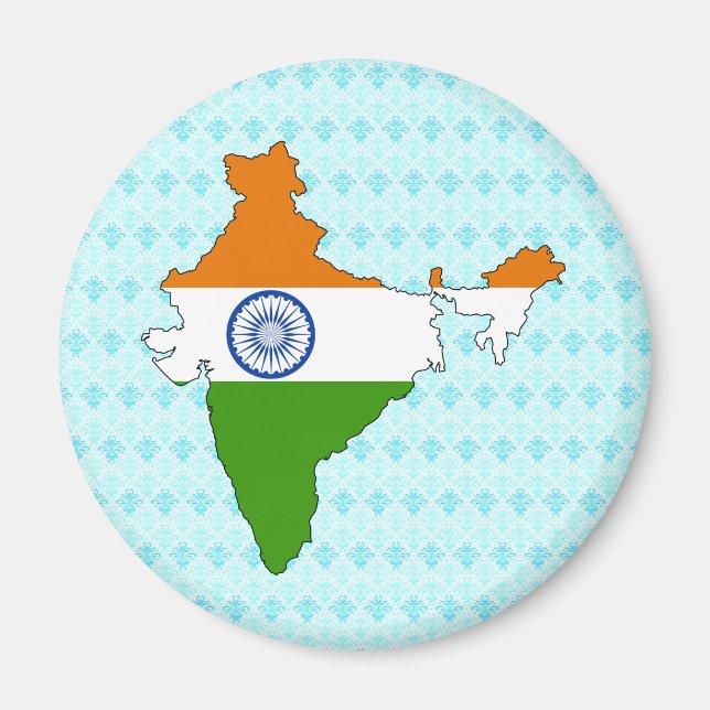 India Flag Map full size Magnet (Front)