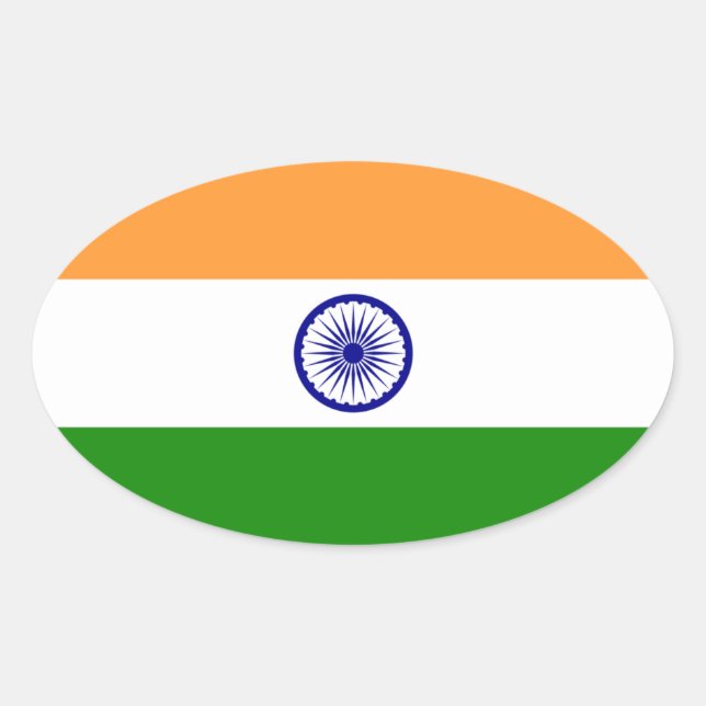 India Flag Oval Sticker (Front)