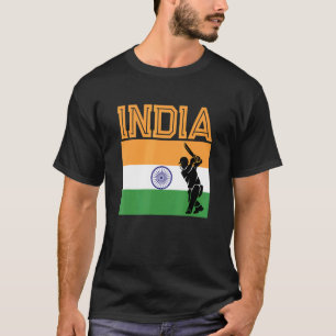 India Flag Proud Indian Cricket Player Graphic T-Shirt