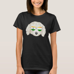 India Flag White Poodle Dog India Pocket T-Shirt