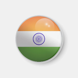 India Glossy Circle Flag Magnet