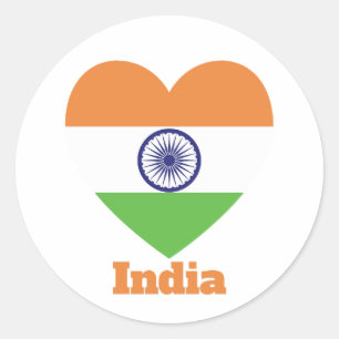 India Heart Flag Classic Round Sticker
