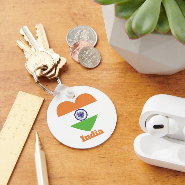 India Heart Flag  Key Ring (Desk)