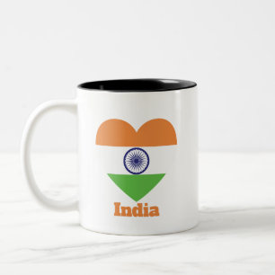 India Heart Flag Two-Tone Coffee Mug