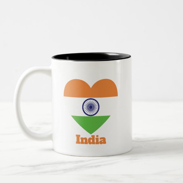 India Heart Flag  Two-Tone Coffee Mug (Left)