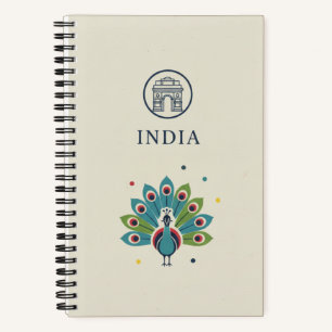 India Heritage & Peacock Plume Photo Archive Notebook