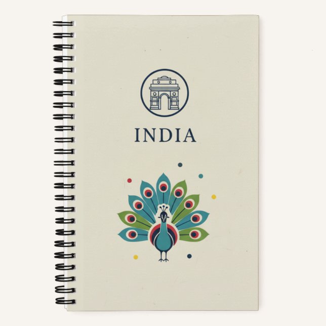 India Heritage & Peacock Plume Photo Archive Notebook (Front)