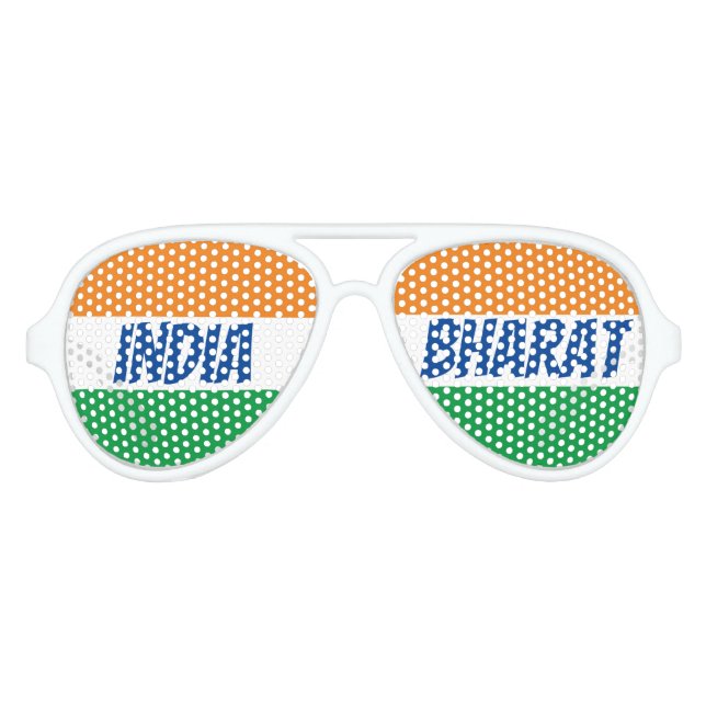 India i.e. Bharat Tiranga Indian Tricolour Flag  Aviator Sunglasses (Front)