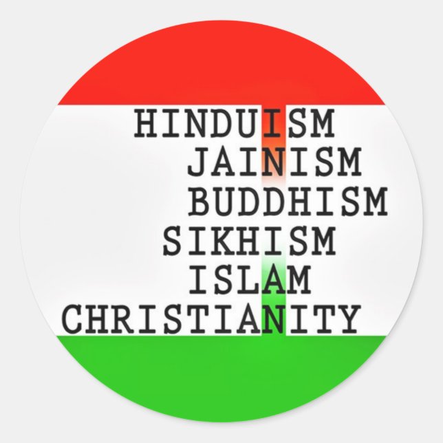India Identity Religions Classic Round Sticker (Front)