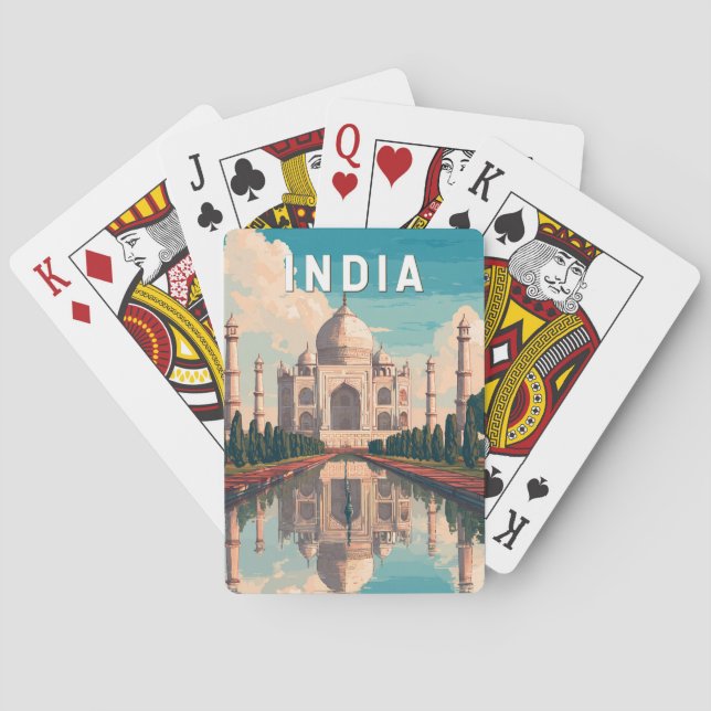 India Illustration Travel Art Vintage Playing Cards (Back)