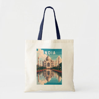 India Illustration Travel Art Vintage Tote Bag