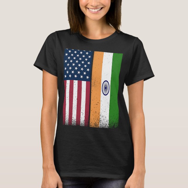 India  Indian American Flags Proud USA India T-Shirt (Front)