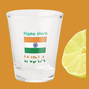 India Indian Flag Green Personalized Shot Glass