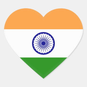 India (Indian) Flag Heart Sticker