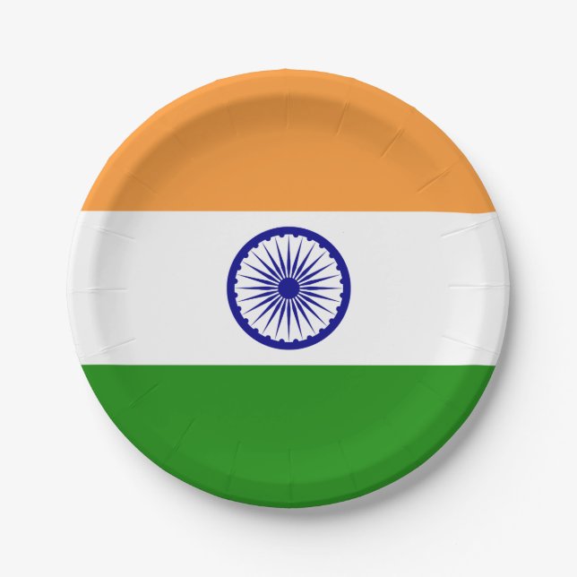 India (Indian) Flag Paper Plate (Front)