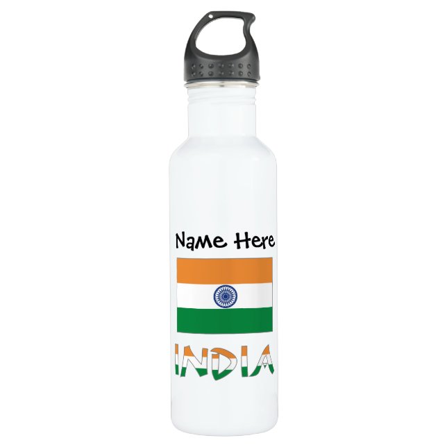 India Indian Flag Personalised  710 Ml Water Bottle (Front)