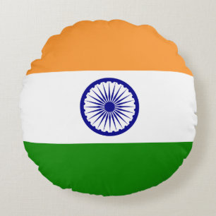 India (Indian) Flag Round Cushion