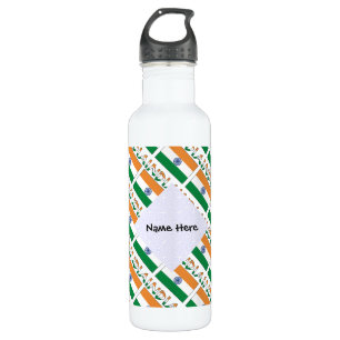 India Indian Flag Tiled Personalised  710 Ml Water Bottle