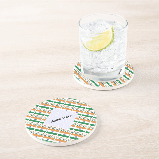 India Indian Flag Tiled Personalised  Coaster (Side)