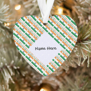 India Indian Flag Tiled Personalised Name Ornament