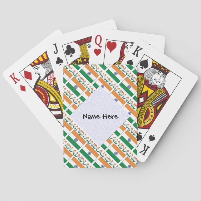 India Indian Flag Tiled Personalised  Playing Cards (Back)