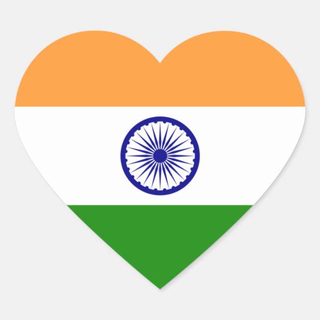 India/Indian Heart Flag Heart Sticker (Front)