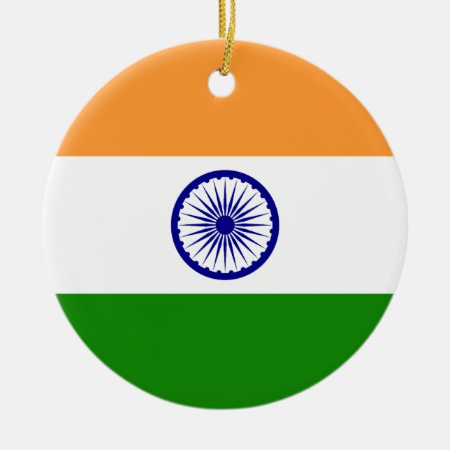 India – Indian National Flag Ceramic Tree Decoration (Front)