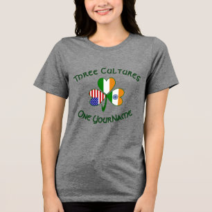 India Ireland USA Shamrock Personalised Women's Tri-Blend Shirt