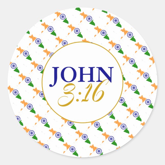 INDIA John 3:16 God So Loved The World Classic Round Sticker (Front)