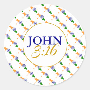 INDIA John 3:16 God So Loved The World Classic Round Sticker
