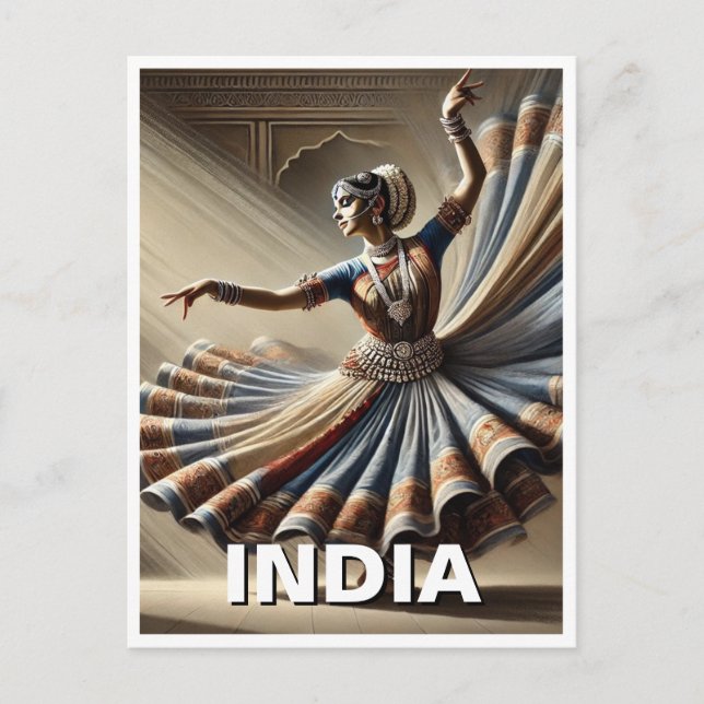 India Kathak Dancer Travel Postcard (Front)