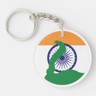 India King cobra Snake Indian National Animal Flag Key Ring